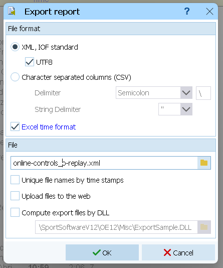 Save format dialog