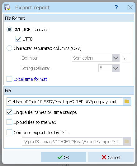 Save using IOF XML format