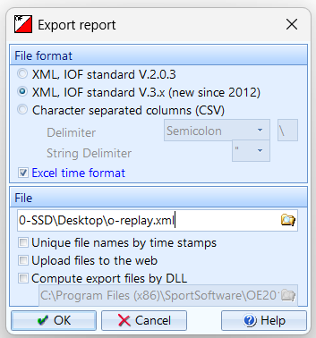 Save format dialog