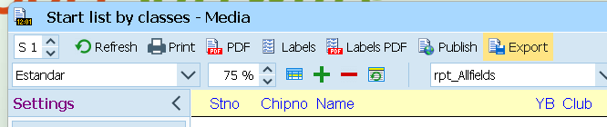 Export button