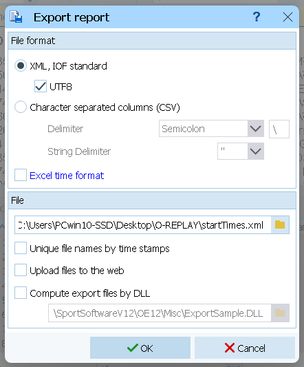Save using IOF XML format