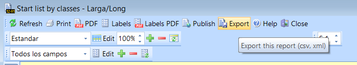 Export button